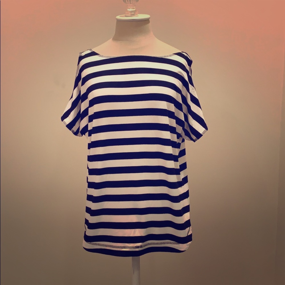 W by Worth Striped Cold Shoulder Top